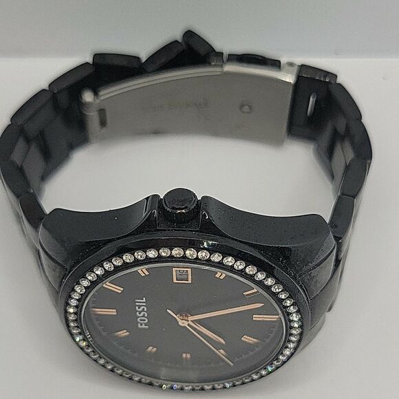 Fossil Janice BQ3318 Womens Black Stainless Steel Analog Dial Quartz Watch AM835 - Picture 8 of 11